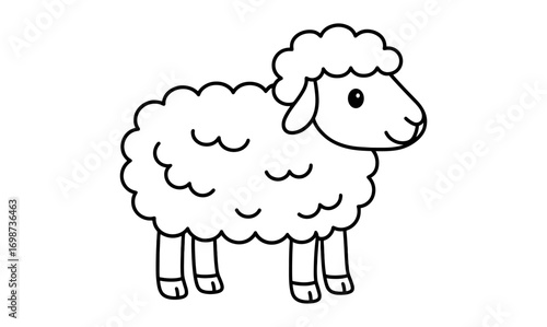 Cute cartoon sheep outline for kids coloring activities and educational materials