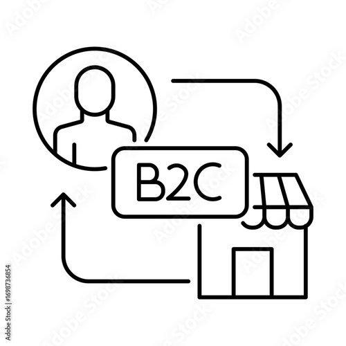 B2C Icon for business-to-consumer connections, retail relationships, and e-commerce solutions to enhance business growth and consumer engagement.