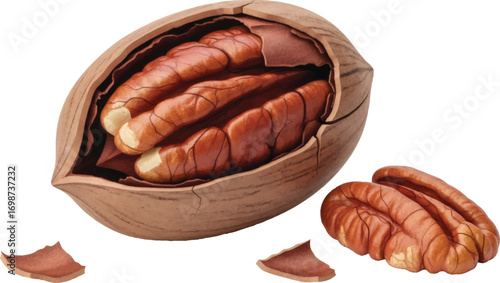 Pecan Nut Isolated on transparent Background