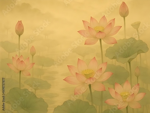Wallpaper Mural  Misty Lotus Pond at Sunrise
 Torontodigital.ca