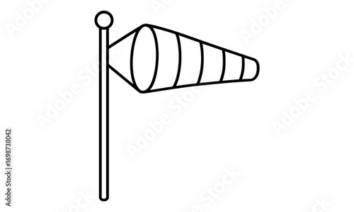 Simple linear windsock icon for weather applications and aviation