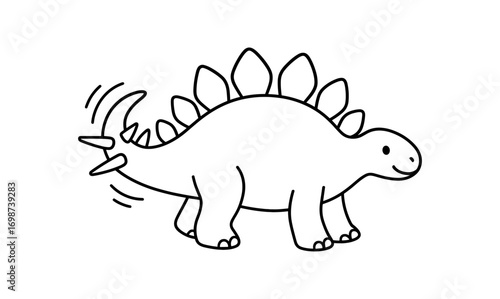Adorable stegosaurus line art for kids coloring book or educational material