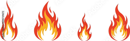 Dynamic flames isolated graphic elements fiery abstract shapes for creative projects vector
