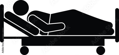 person resting in hospital bed silhouette on transparent background