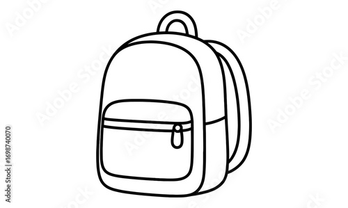 Minimalist black and white backpack design in outline style