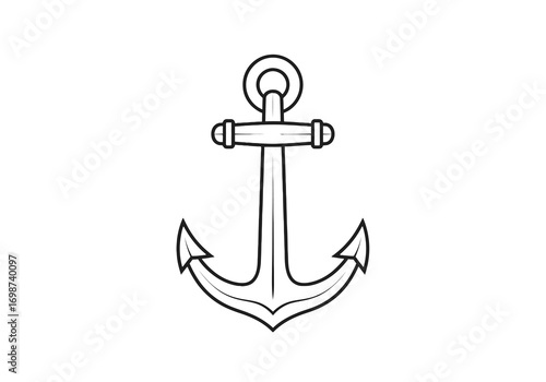 Classic anchor nautical symbol maritime icon simple outline drawing seaside adventure graphic vector