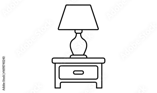 Minimalist lamp on nightstand outline design for home decor projects