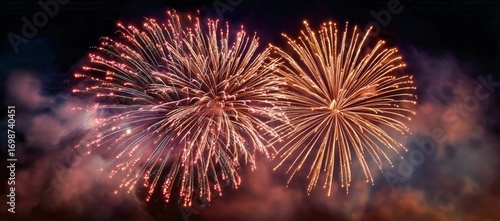 Colorful Fireworks Illuminate the Night Sky During a Festive Celebration in t...