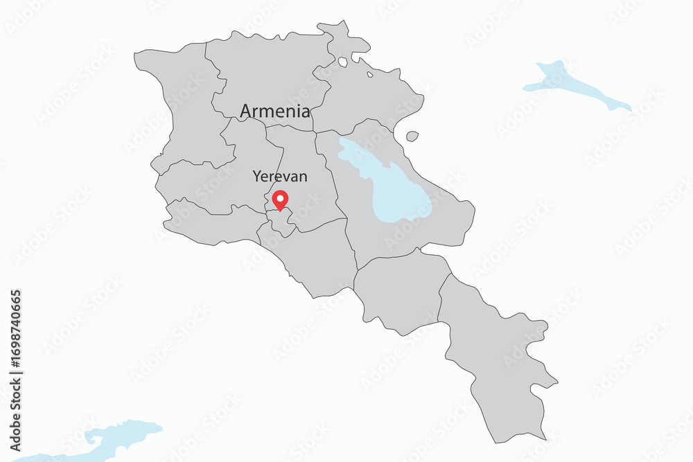 Obraz premium Vector graphic artwork suitable for print and web containing flat detailed map of ARMENIA