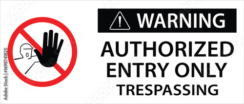Warning Authorized Personnel Only Symbol Sign  logo, badge, icon, sticker, label, emblem, stamp, symbol, black, line, flat vector, isolated illustration.	
