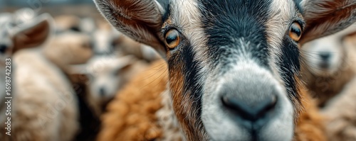 Goat Close-Up in a Farm Setting During Daylight Hours.