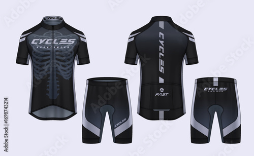 Cycling Jerseys mockup,t-shirt sport design template,uniform for bicycle apparel.