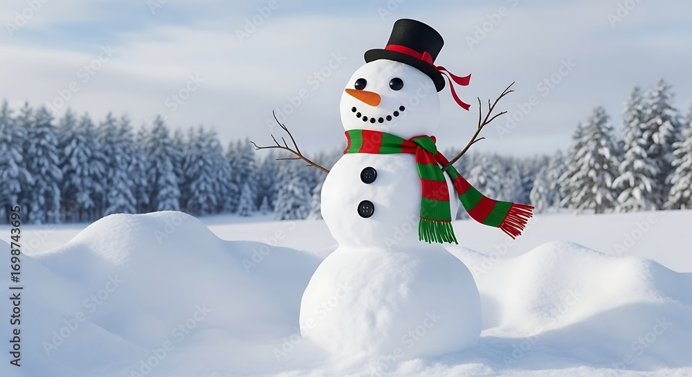 Obraz premium Happy Snowman in Winter Wonderland.