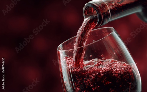 Pouring Rich Red Wine Into a Elegant Glass Showcasing the Beauty and Texture ...