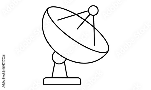 Linear style satellite dish icon for technology and communication designs