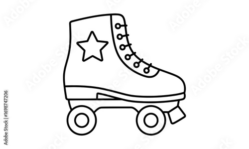 Simple outline roller skate design with star icon