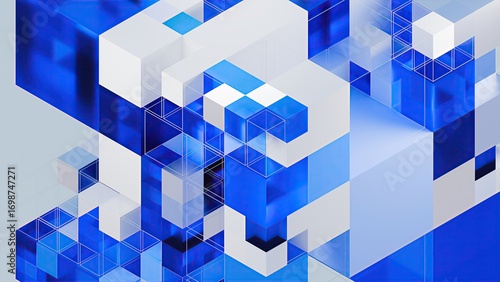 3d render digital cube. Computer generated