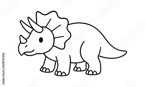 Cute cartoon triceratops outline for kids coloring pages
