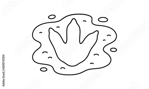Dinosaur footprint outline with minimalist style