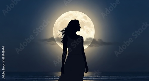 Moonlight Silhouette of a Woman.