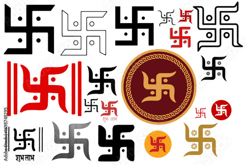 Swastika religious and cultural symbol icons pack
