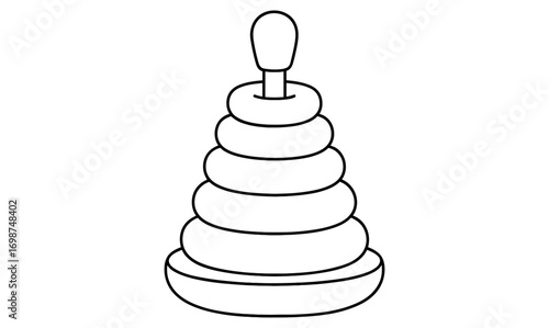 Simple outline drawing of classic stacking toy for kids learning