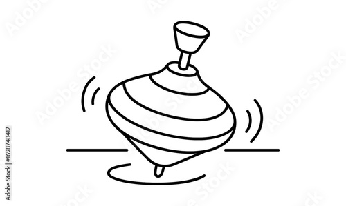 Simple spinning top outline with dynamic motion lines