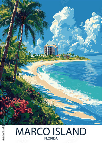 Tropical beach view of Marco Island, Florida