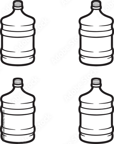 Set of Water gallon Outline vector illustration isolated On Transparent Background