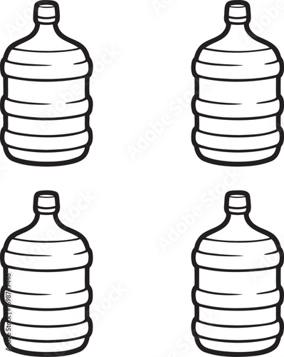 Set of Water gallon Outline vector illustration isolated On Transparent Background