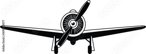 vintage airplane silhouette on transparent background