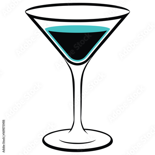 Elegant blue cocktail in glass vector illustration 