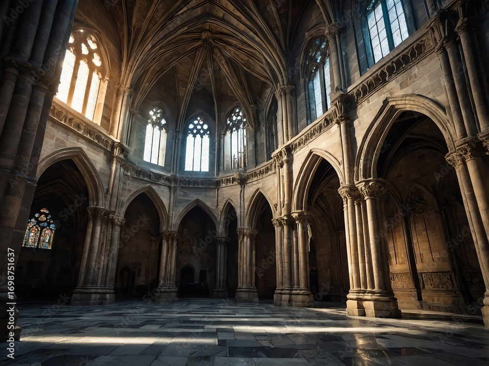 Fototapeta premium Historic Gothic Stone Cathedral with Ornate Architecture