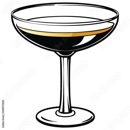 Realistic cocktail glass with alcohol drink vector