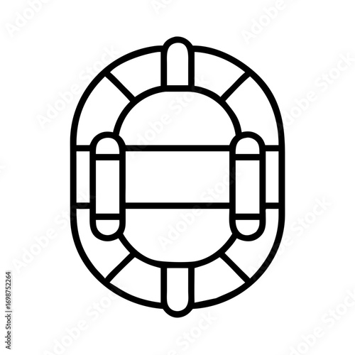 Inflatable boat vector illustration, rafting boat icon, river raft clipart, outline drawing for adventure, 90