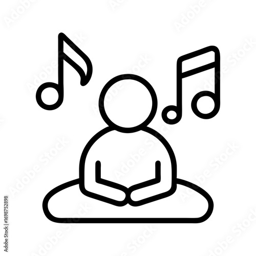 Find your inner peace: meditation and music vector icon for relaxation and mindfulness app design