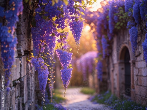 Wisteria Alley: A Dreamy Purple Pathway