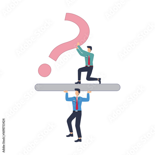 Business people carry big question mark together business problems that need to be solved stock illustration 