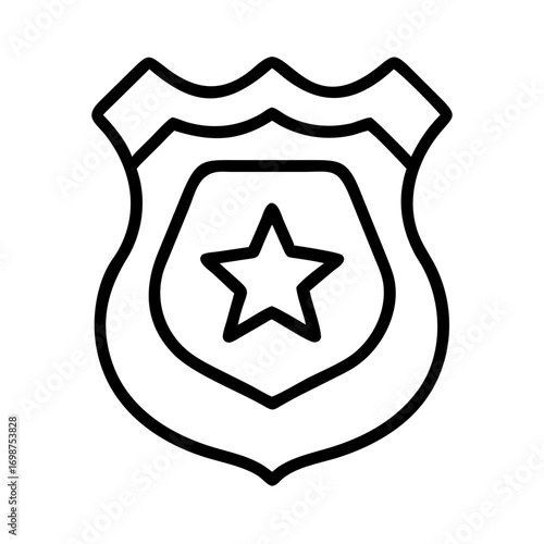 Police badge icon vector illustration of law enforcement and security symbol with star design element