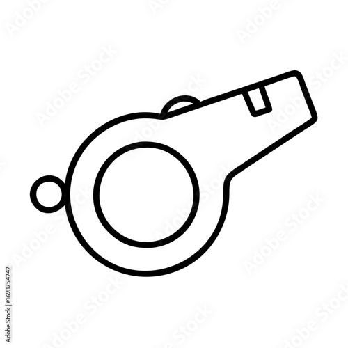 Outline vector graphic of a referee whistle for sports safety and emergency situations use case