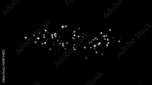 Glitter sparkle stars animated black screen, 4K chroma key 3d animation, white shining dust light, bokeh light lights effect background, glowing stars sparkle, small white stars confetti fountain