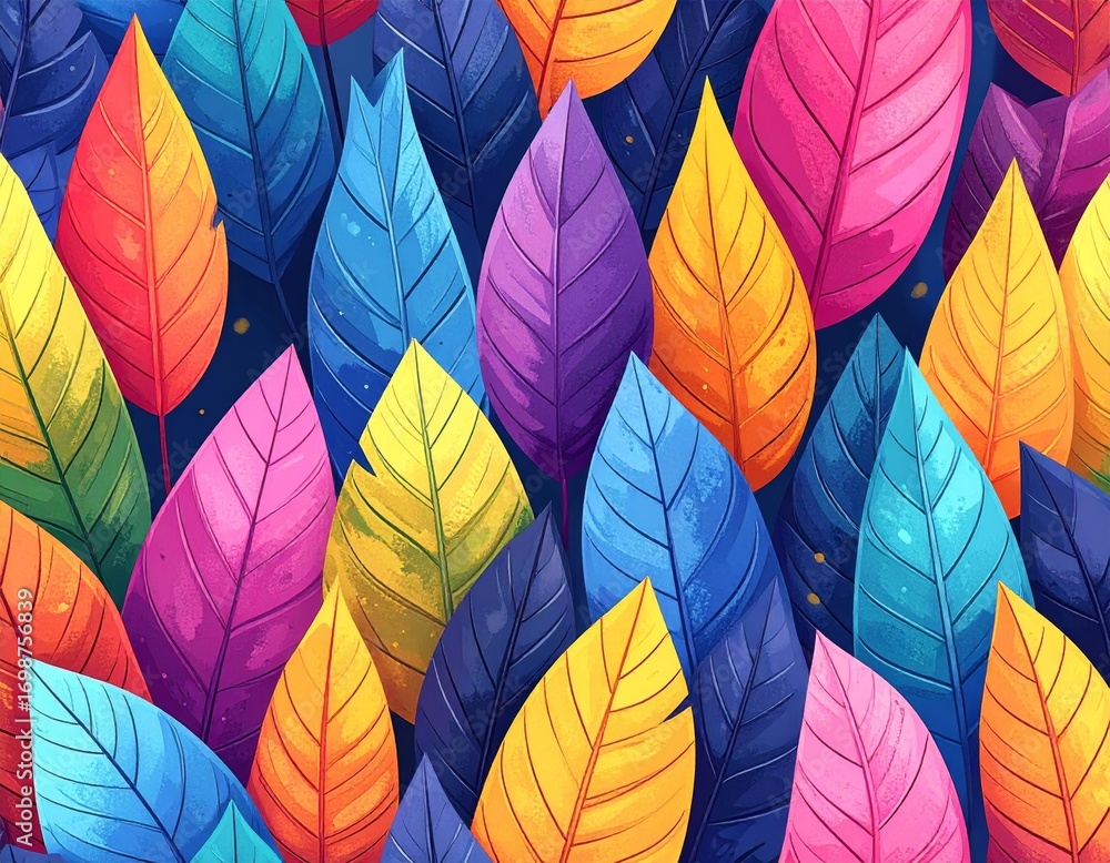 Naklejka premium abstract design with colorful patterns on nature leaf