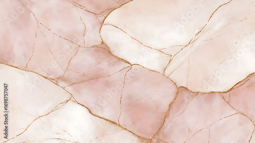 The image showcases a luxurious marble texture with intricate gold veining, blending pink and white hues, and a smooth, polished composition, evoking a sense of refinement and calm.
