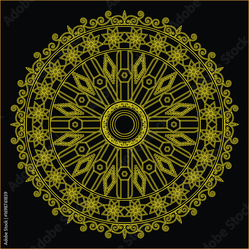 Geometric Floral Detailed Mandala Line Art Vector. This mandala design showcases a detailed combination of geometric precision and floral ornamentation, reflecting both traditional artistry and modern