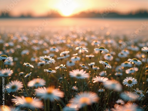 Golden Hour Daisies: A Sunrise Meadow