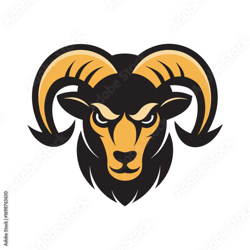 Raging Ram Horned Vector Logo Design Artwork