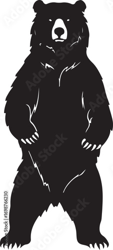 Black bear silhouette standing on hind legs animal