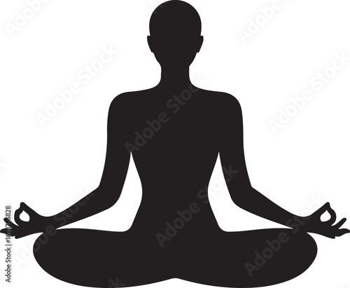 Black Silhouette of Person Meditating in Lotus Pose