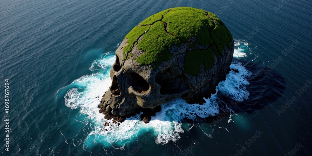 Fototapeta premium an island with a skull on top of it