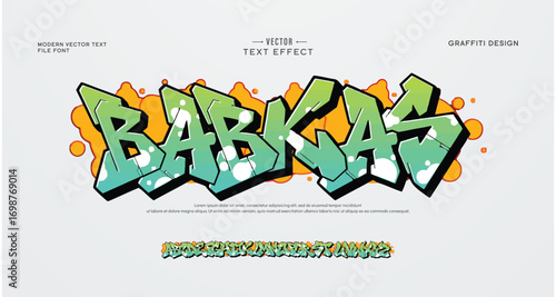 Babkas, Colorful graffiti editable text style effect. Vector text effect with paint wall concept.	
